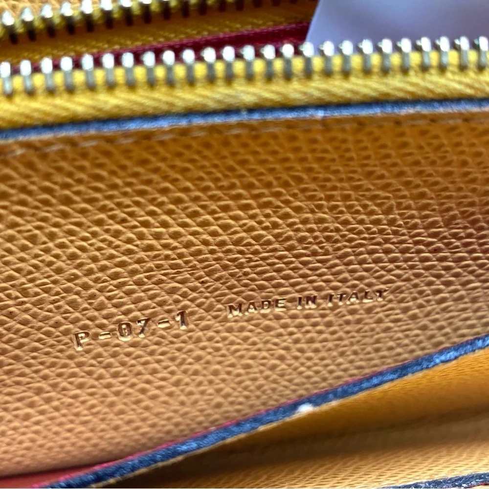 Celine Yellow Leather Logo Bifold Long Wallet Money Card Clutch - Picture 7 of 9